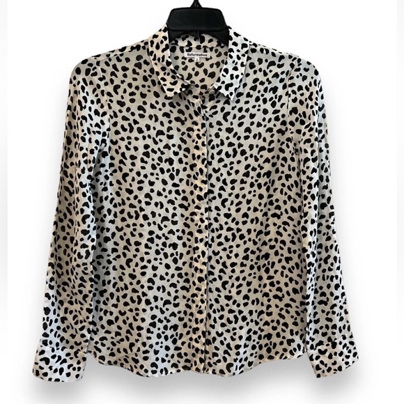 Reformation Violet Blouse In Ocelot Shirt Womens Size Small Button Down - Picture 1 of 7